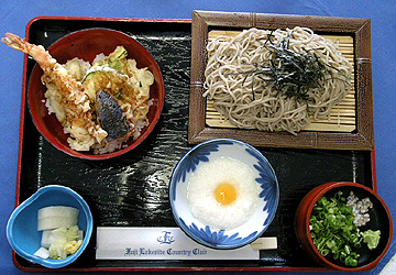 海老天丼と山芋ざるそば